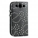 Wholesale Galaxy S3 /i9300 Diamond Flip Leather Wallet Case with Stand (Black)